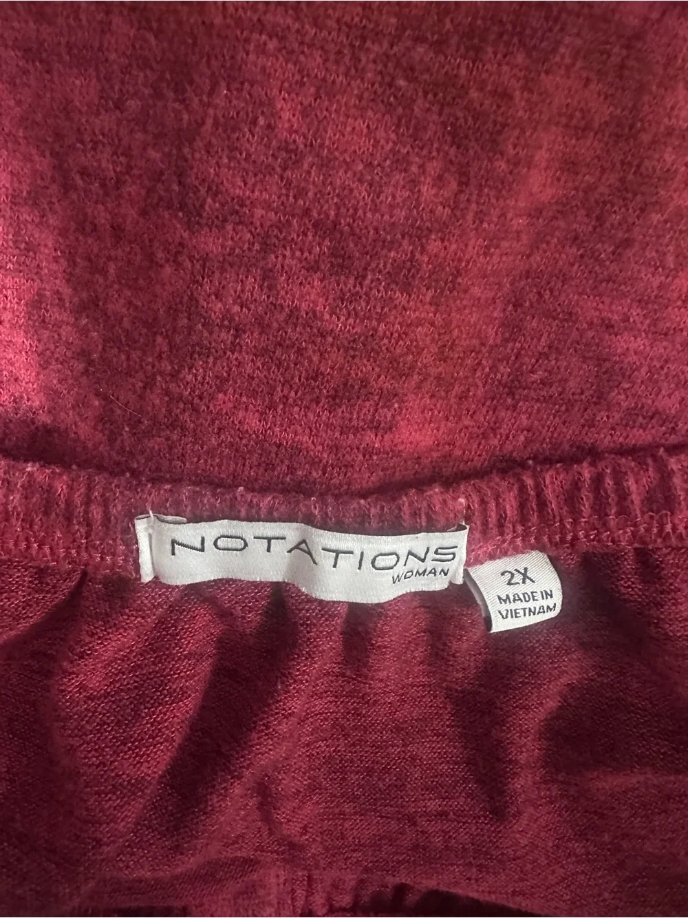 Notations Marled Red quarter Sleeve Henley Top - Picture 4 of 4